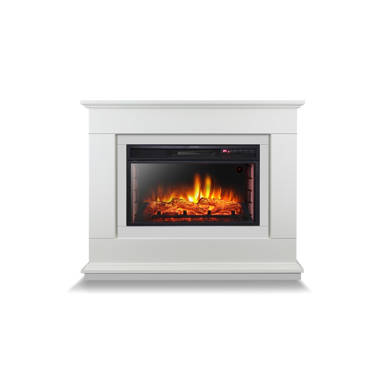 AmberGlo Electric Fireplace Suite with Inset Fire & White Surround - Lassen Range