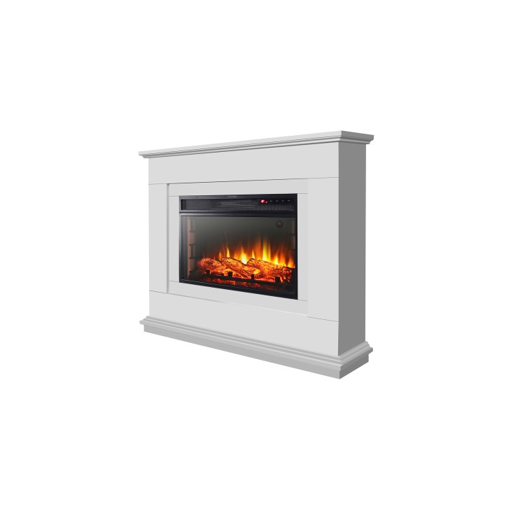 AmberGlo Electric Fireplace Suite with Inset Fire & White Surround - Lassen Range