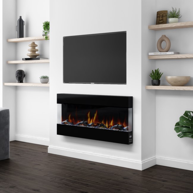 Black Wall Mounted Electric Fireplace with Open Front 42 Inch -  AmberGlo