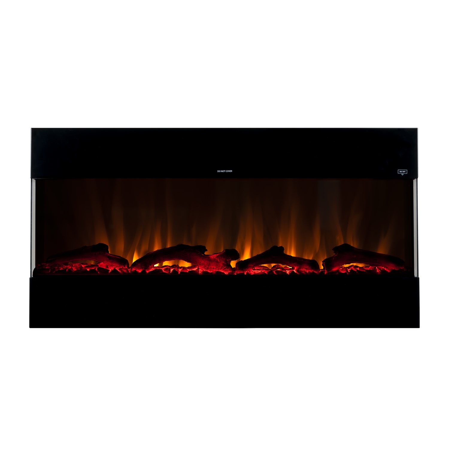 Amberglo Mirrored Electric Wall Mounted Fire In Black 60 Inch