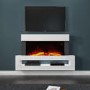 White Wall Mounted Electric Fireplace with LED Lights and  Storage Shelf 47 inch - Amberglo