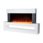 White Wall Mounted Electric Fireplace with LED Lights and  Storage Shelf 47 inch - Amberglo