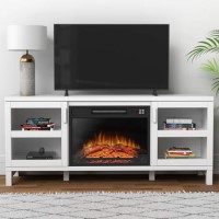 White Electric Fireplace TV Stand with Storage - Amberglo
