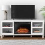 White Electric Fireplace TV Stand with Storage - Amberglo
