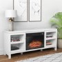 White Electric Fireplace TV Stand with Storage - Amberglo