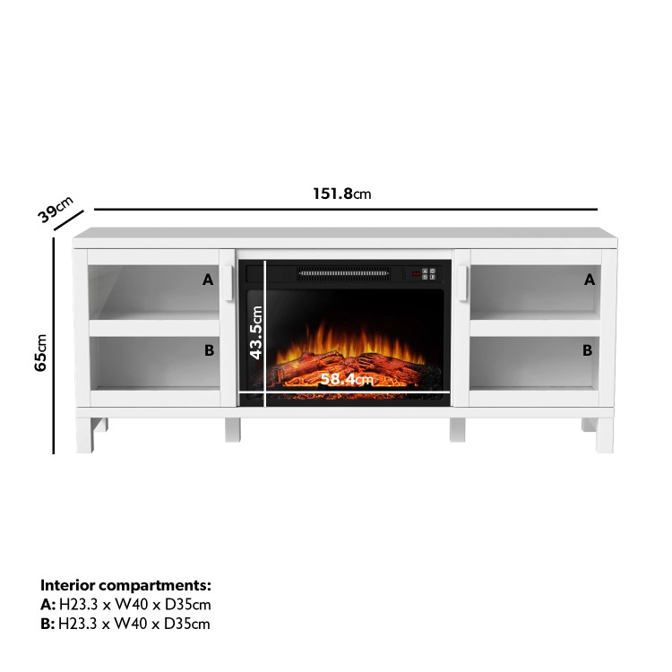 White Electric Fireplace TV Stand with Storage - Amberglo
