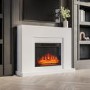 White Freestanding Electric Fireplace Suite with Realistic Log Effect - Amberglo