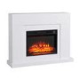 White Freestanding Electric Fireplace Suite with Realistic Log Effect - Amberglo