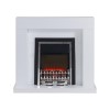 White Freestanding Electric Fireplace Suite with Solid Metal Grate - Amberglo