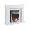 White Freestanding Electric Fireplace Suite with Solid Metal Grate - Amberglo