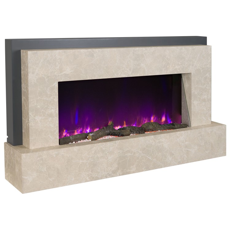 Beige Concrete Effect Freestanding Alexa Electric Fireplace - LAST  FEW  IN STOCK. ALL MUST GO 