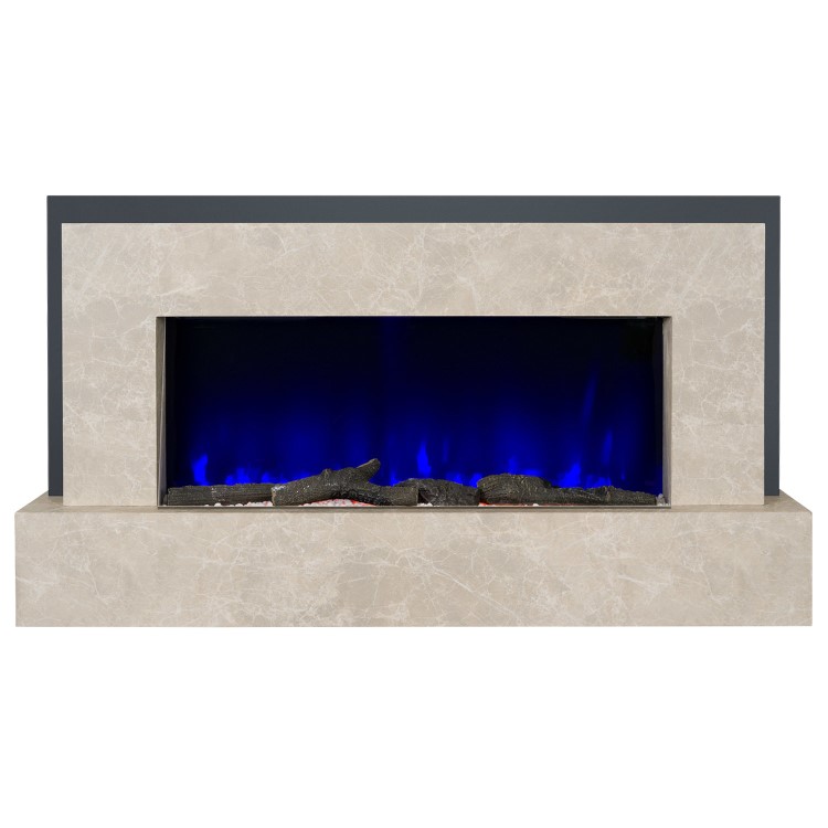 Beige Concrete Effect Freestanding Alexa Electric Fireplace - LAST  FEW  IN STOCK. ALL MUST GO 