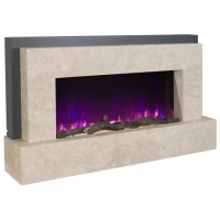 Beige Concrete Effect Freestanding Alexa Electric Fireplace - LAST  FEW  IN STOCK. ALL MUST GO 