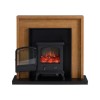 Oak Effect and Black Electric Fireplace Suite with Black Electric Log Burner - Amberglo