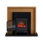 Oak Effect and Black Electric Fireplace Suite with Black Electric Log Burner - Amberglo