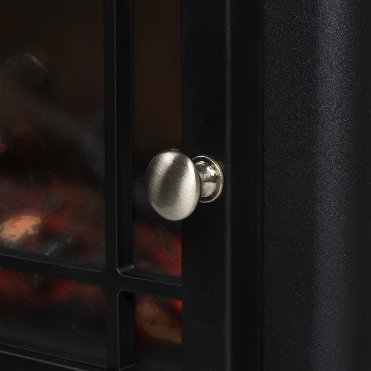 Oak Effect and Black Electric Fireplace Suite with Black Electric Log Burner - Amberglo