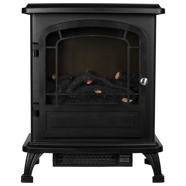 Oak Effect and Black Electric Fireplace Suite with Black Electric Log Burner - Amberglo