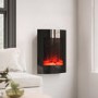 Black Wall Mounted Curved Vertical Electric Firelplace Media Wall with LED Lights 20 inch - AmberGlo