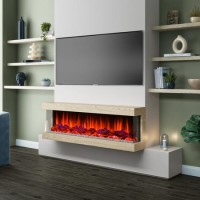 ONLY OPENED - Oak 51inch Inset Electric Fireplace - AmberGlo