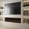 Black Inset Media Wall Electric Fireplace 72 inch - Amberglo