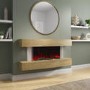 47 Inch Curved Light Oak Effect Wall Mounted Smart Wifi Electric Fire - AmberGlo