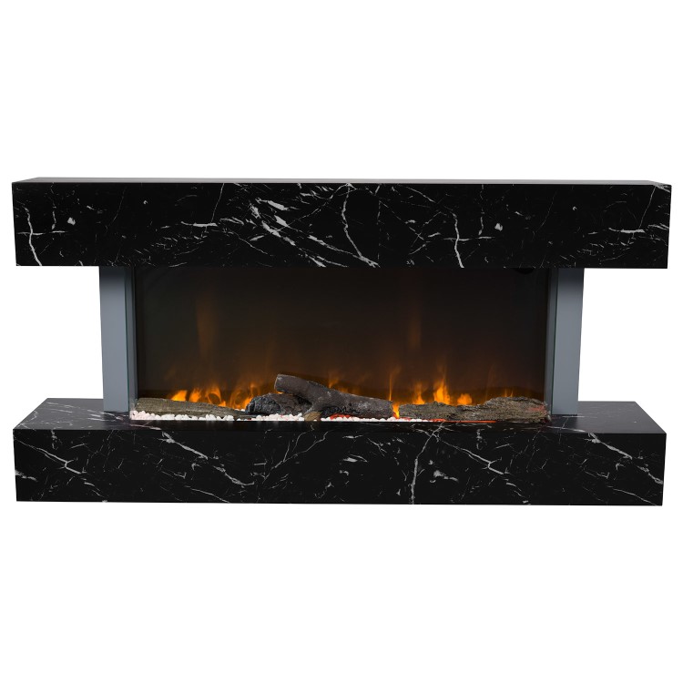 Black Marble Effect Wall Mounted Electric Fireplace 47 inch  - Amberglo