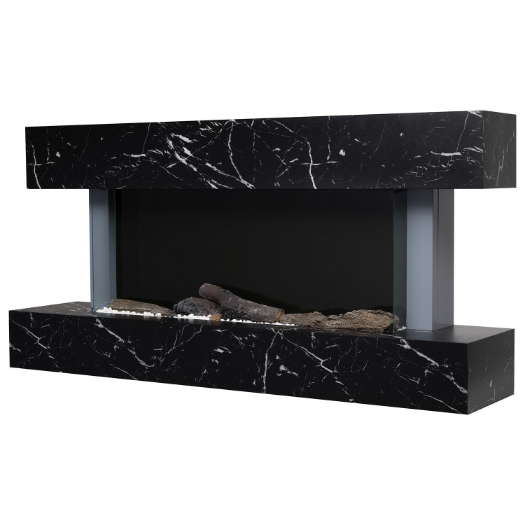 Black Marble Effect Wall Mounted Electric Fireplace 47 inch  - Amberglo