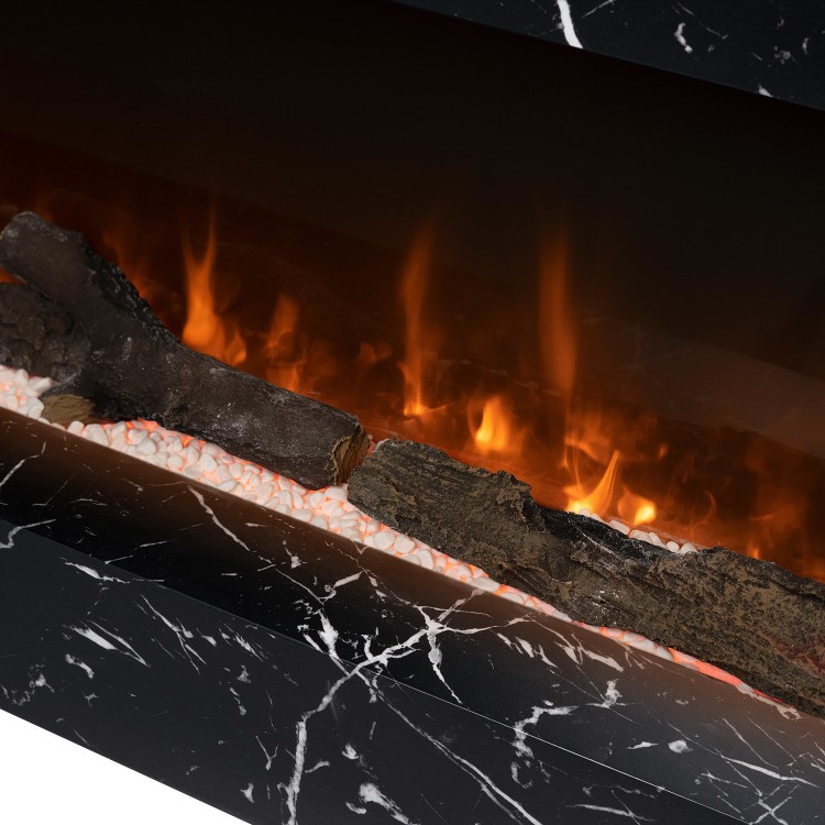 Black Marble Effect Wall Mounted Electric Fireplace 47 inch  - Amberglo