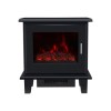 Black Electric Log Burner with 7 LED Colour Options and Chrome Handle - Amberglo