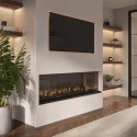 AGL067W Black 3-Sided Inset Electric Media Wall Smart Fire Place - 50 Inch - AmberGlo