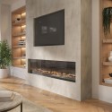 AGL068W Black 3-Sided Inset Electric Media Wall Smart Fire Place - 60 Inch - AmberGlo