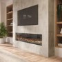 IMPERFECT - 60 Inch Black Inset Electric Media Wall Fireplace with Configurated Front and Side Glass Case - AmberGlo