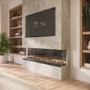 IMPERFECT - 60 Inch Black Inset Electric Media Wall Fireplace with Configurated Front and Side Glass Case - AmberGlo