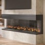 IMPERFECT - 60 Inch Black Inset Electric Media Wall Fireplace with Configurated Front and Side Glass Case - AmberGlo