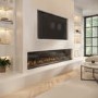 Black 70inch WiFi Enabled Inset Electric Media Wall Fireplace - AmberGlo