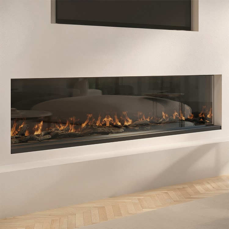ONLY OPENED - Black 70inch WiFi Enabled Inset Electric Media Wall Fireplace - AmberGlo
