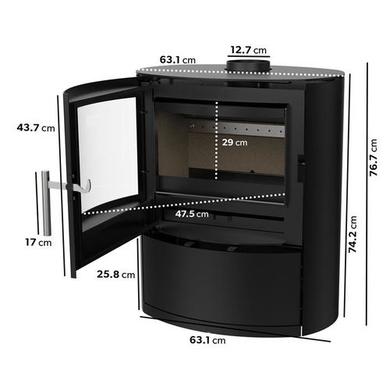 Black Cast Iron Log Burner Multi Fuel Stove 6.9kW - AmberGlo