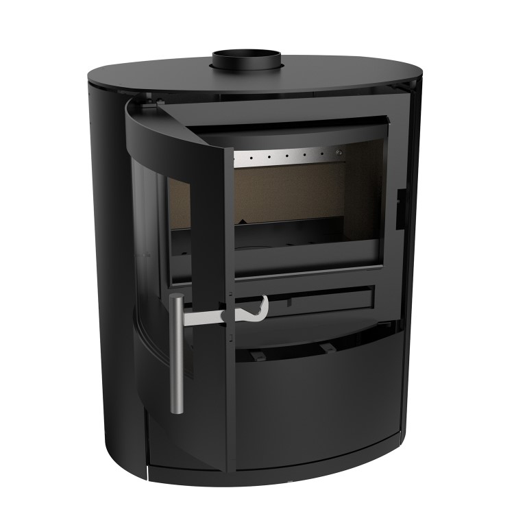 Black Cast Iron Log Burner Multi Fuel Stove 6.9kW - AmberGlo