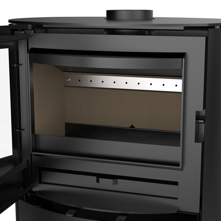 Black Cast Iron Log Burner Multi Fuel Stove 6.9kW - AmberGlo