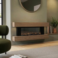 ONLY OPENED - AmberGlo 52" Oak Wall Mounted Electric Fireplace Suite with LED Lights