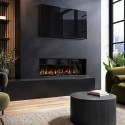 AGL073 Black 3-Sided Inset Electric Media Wall Smart Fire Place - 40 Inch - AmberGlo
