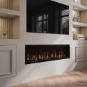 AGL081A Black Slimline Inset Electric Media Wall Smart Fire Place - 60 Inch - AmberGlo