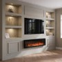 Black Slimline Inset Electric Media Wall Smart Fire Place - 60 Inch - AmberGlo