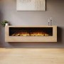 Wall-Mounted Electric Fire with Oak Surround and Remote Control - 70 Inch - AmberGlo