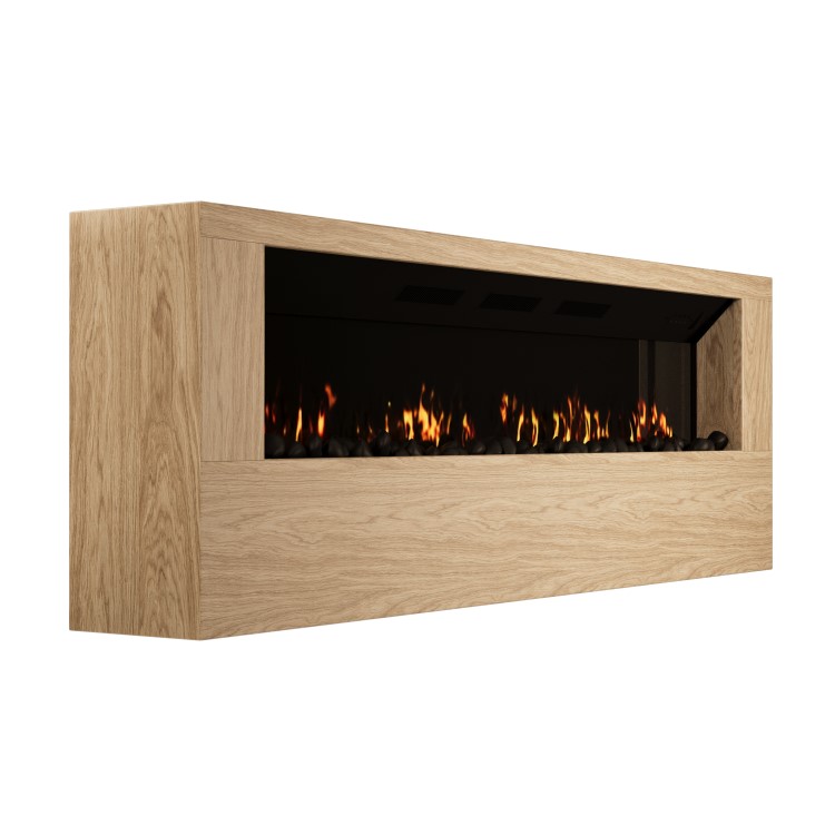 Wall-Mounted Electric Fire with Oak Surround and Remote Control - 70 Inch - AmberGlo