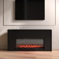 Black Freestanding Electric Fire - 60 Inch - AmberGlo Black Freestanding Electric Fire - 60 Inch - AmberGlo