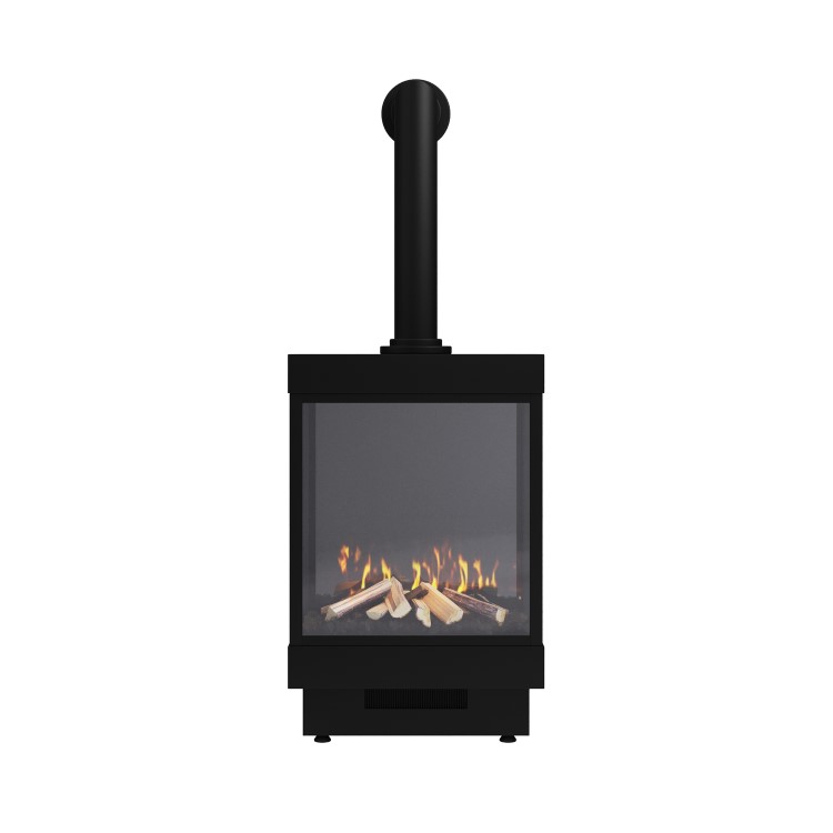 Electric Log Burner with Flue in Black - AmberGlo