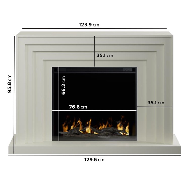 Cream Fire Surround and Electric Fire with Logs - AmberGlo