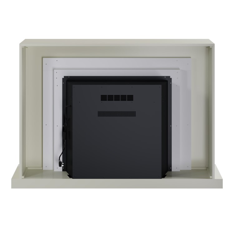 Cream Fire Surround and Electric Fire with Logs - AmberGlo