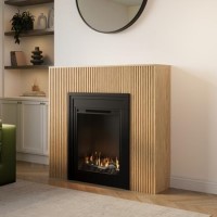 Freestanding Electric Fire with Oak Surround - AmberGlo Freestanding Electric Fire with Oak Surround - AmberGlo